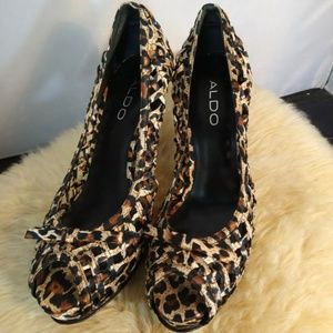 Aldo Leopard Animal Print PUMPS Peep Toe Pumps HIGH HEELS Size US 7 EUR 37